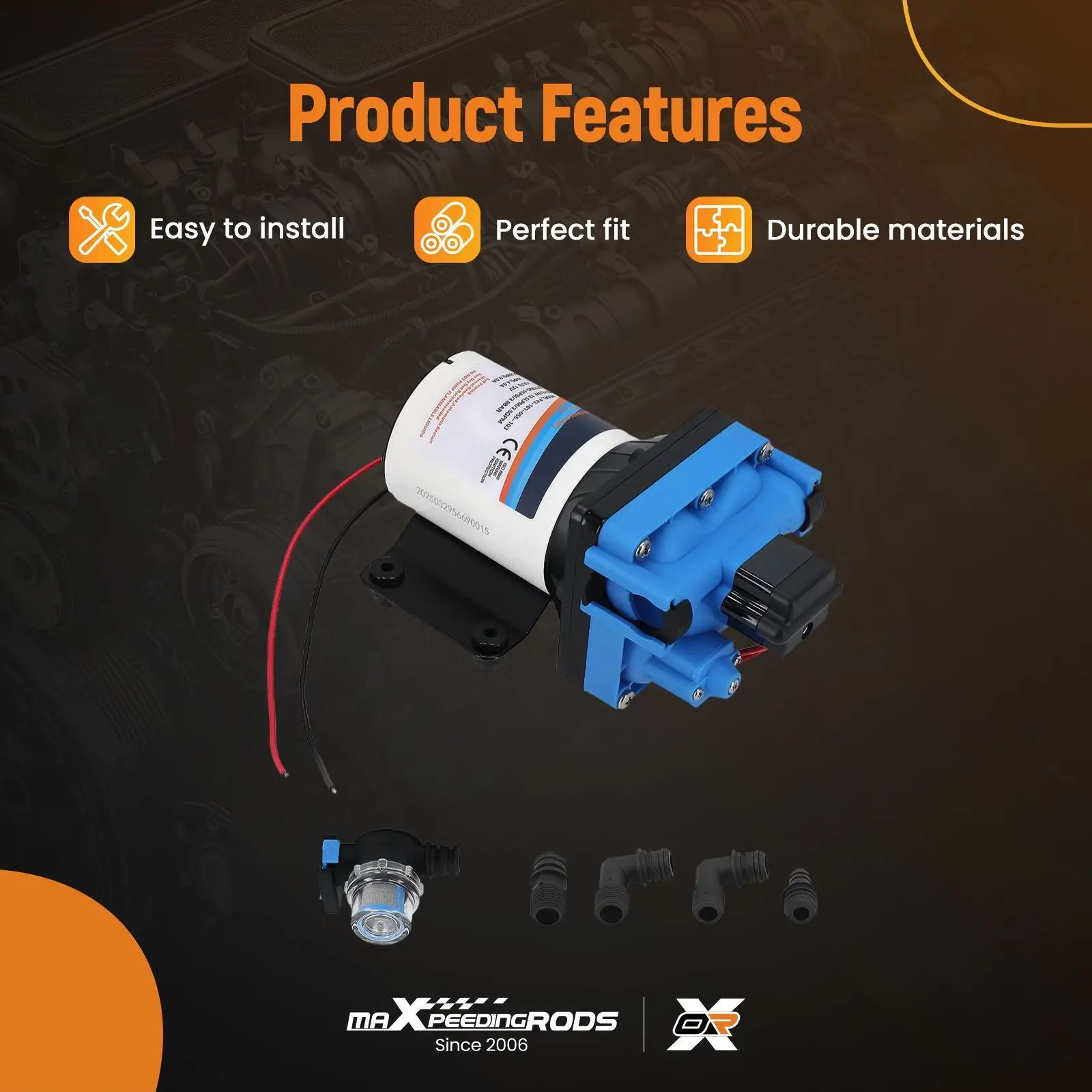 

Heavy Duty Water Pump for RV Boat Marine 12V 3.5GPM Agricultural Car Wash 55PSI