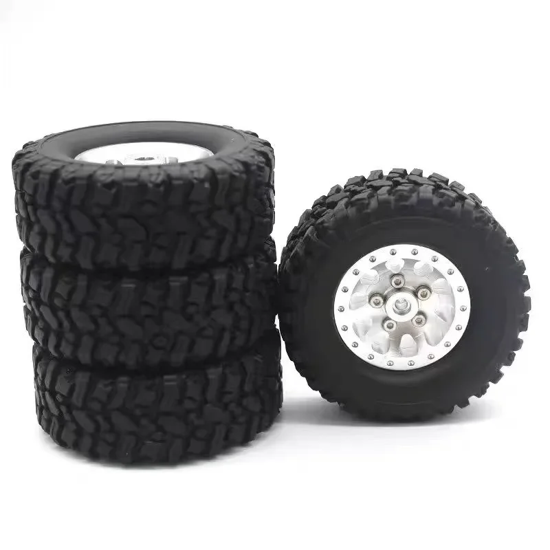 

4Pcs Metal Beadlock Wheel Hub Wheel Rim And Rubber Tire For WPL C14 C24 B14 B24 B36 MN D90 MN99S RC Car Upgrade Parts
