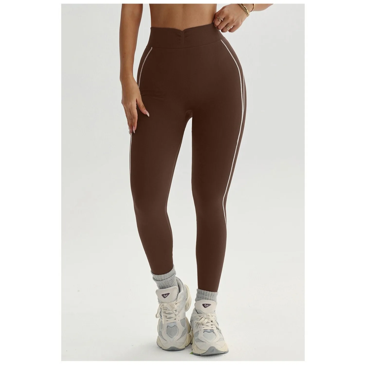 Nowe damskie spodnie do jogi, z wysokim stanem, dzianinowe, w paski, obcisłe legginsy do ćwiczeń jogi, spodnie do biegania na zewnątrz.