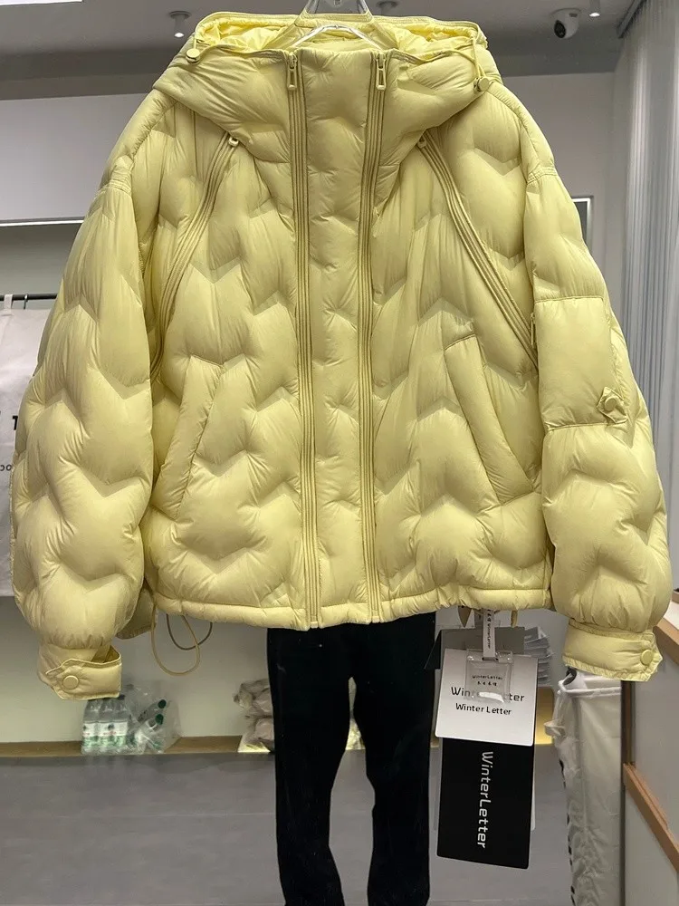 Lightweight Puffer Jaet Women's ort Sle 2025 Autumn Winter New 90% White Du down Hooded Warm Bread Coat Zipper
