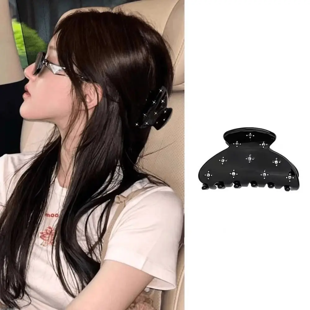 Fermaglio per capelli con artiglio per capelli in acetato trasparente con strass Fermaglio per squalo Clip per squalo con acido acetico Copricapo Artiglio per capelli con strass a farfalla