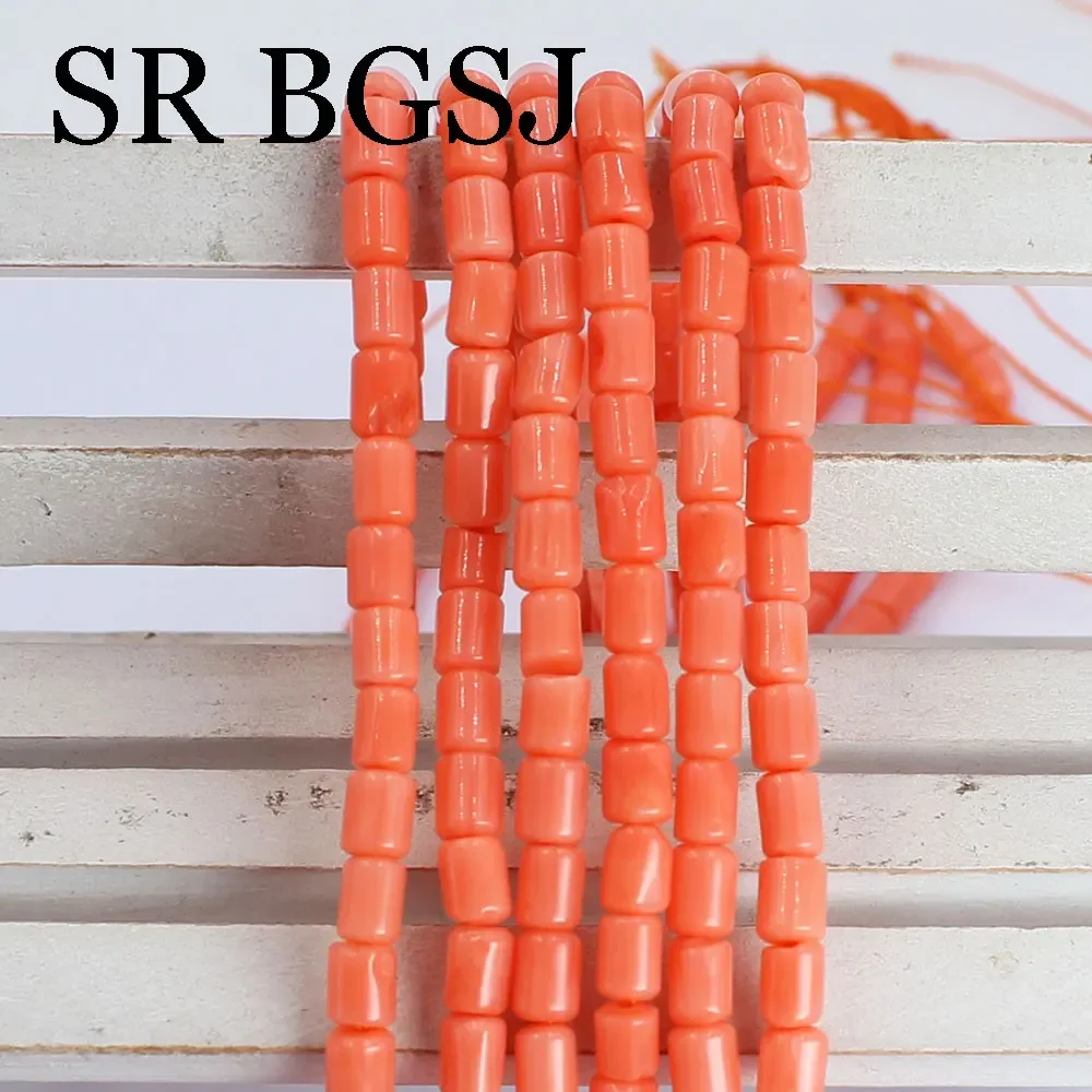 4x5mm Small Fashion Column Natural Pink Sea Bamboo Coral Loose Beads For Making Jewelry DIY Necklace 15inch