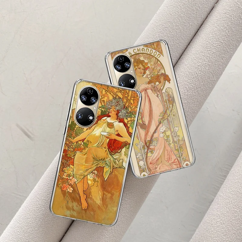 Alfons Mucha Primavera Phone Case For Huawei P50 Pro P40 P30 Lite P20 P10 Mate 40 Pro 30 20 Lite 10 Cover Shell Coque