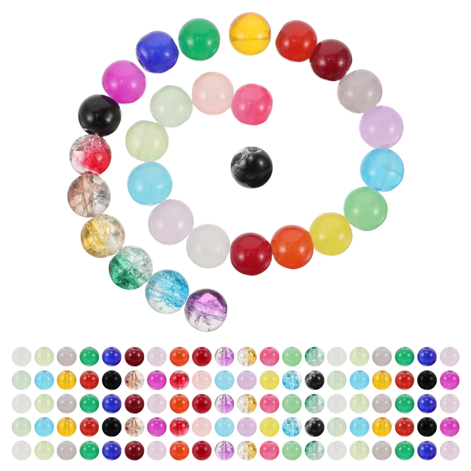 

8mm Glass Beads Set Multicolor Round Crystal Crackle Beads Kit for DIY Jewelry Making Bracelets Necklaces Crafting Supplies