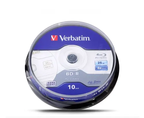 Verbatim BD-R 25GB 6X disco de rayos azules grabable BDR discos Bluray en blanco 10 unids/lote