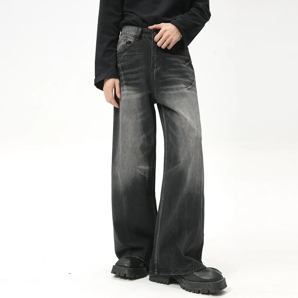 

Vintage Men's Baggy Denim Trousers 2023 New Streetwear Wide Leg Loose Denim Pants Fashion Distressed Straight Pants