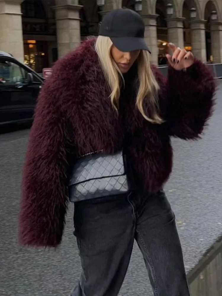 Luxe Nepbont Warme Jas Vrouwen Casual Revers Pluizige Lange Mouw Vrouwelijke Vest 2024 Winter Solid Lady Street Commuter Outwears