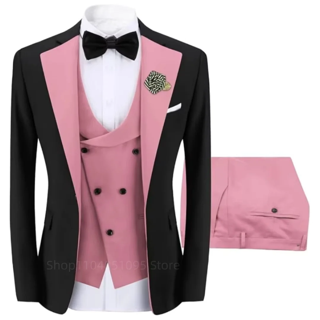 

Elegant Slim Fit Men Suits Formal Business Suits Groom Tuxedos for Wedding Party Prom Suits 3 Pieces Suits Jacket Vest Pants