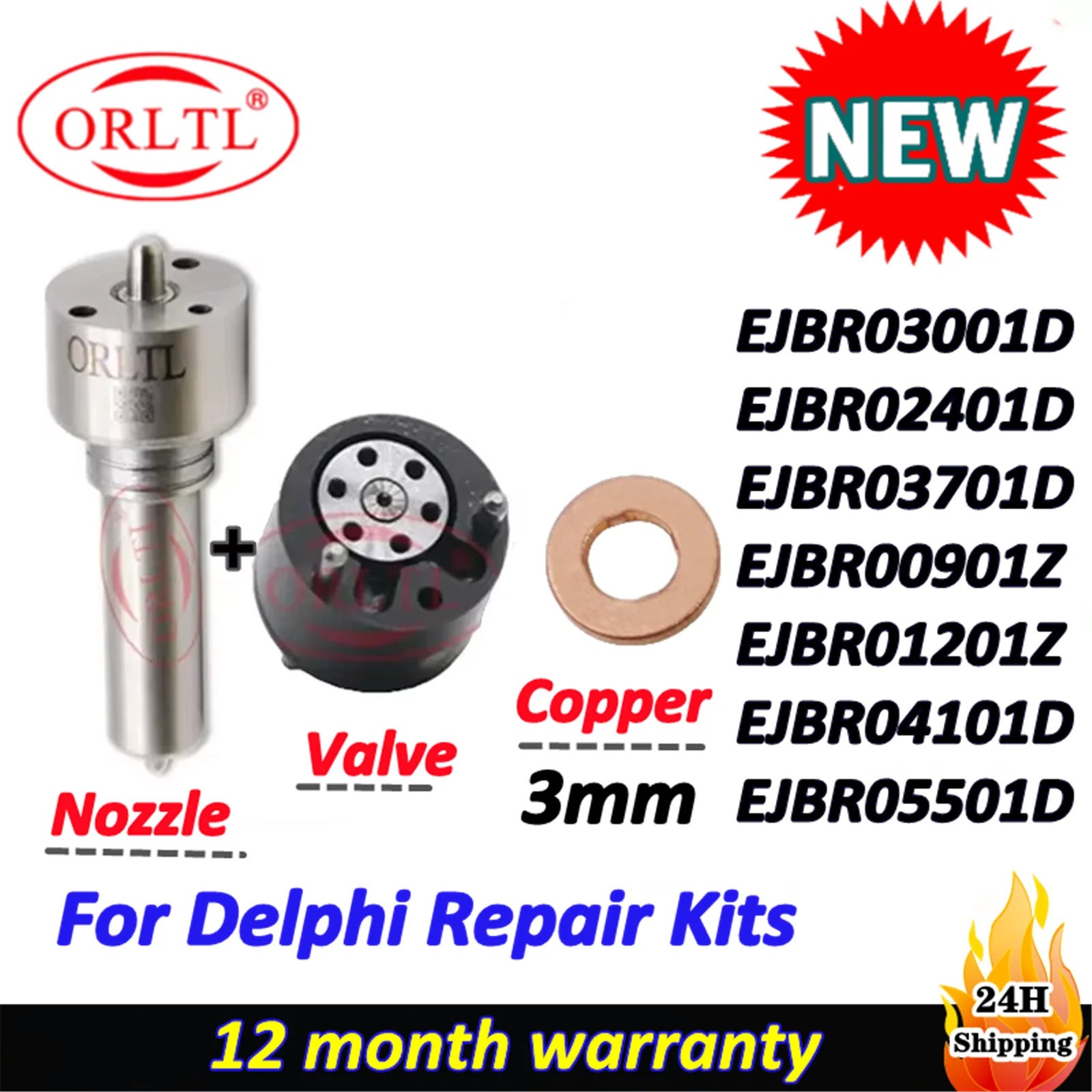 

ORLTL Repair Kit For Delphi Injector EJBR04101D EJBR05501D EJBR05102D EJBR02401Z EJBR03001D EJBR03701D EJBR00901Z EJBR01201Z