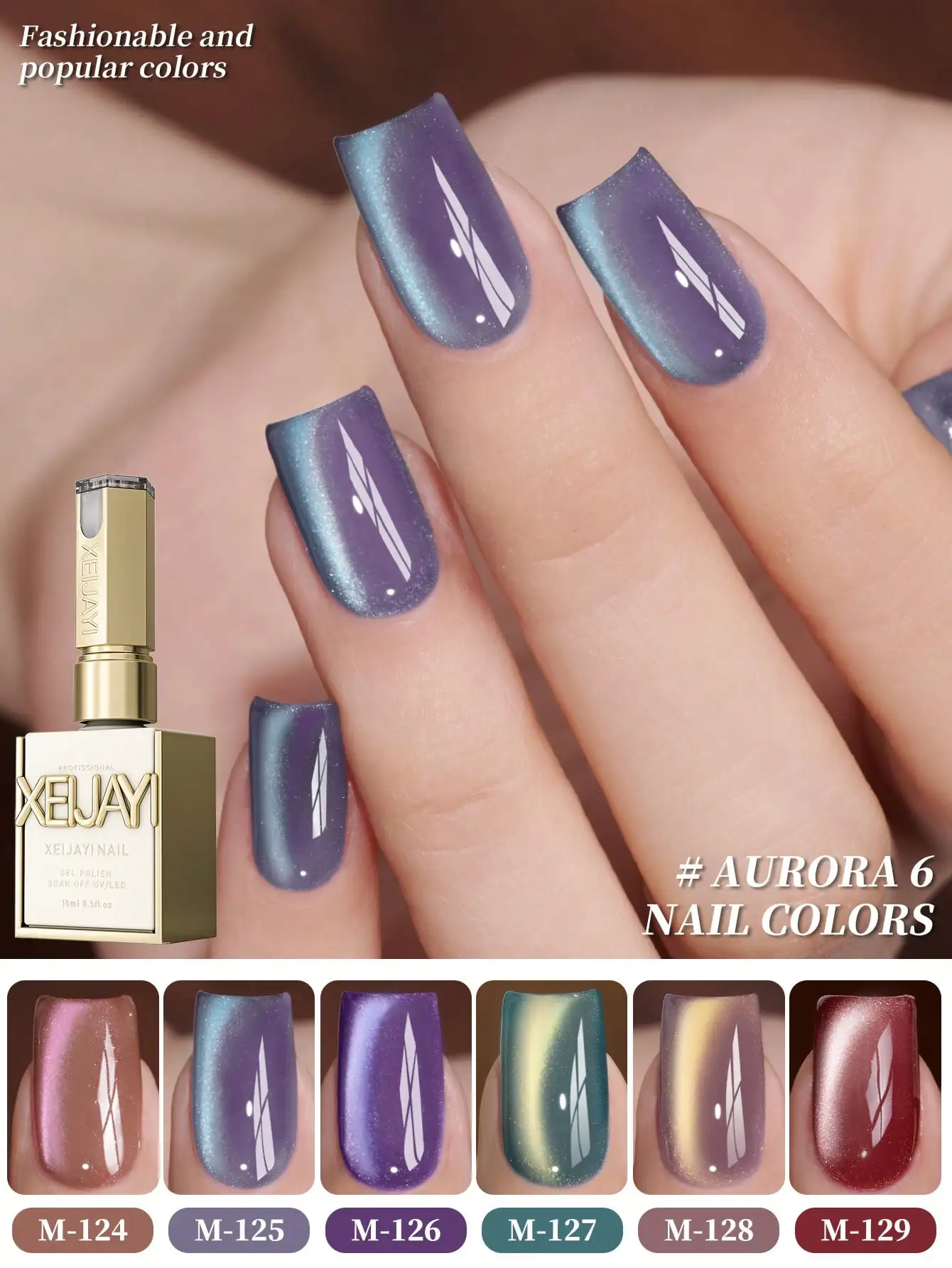 

6pcs/Set Aurora Cat Eye15ml Gel Nail Polish Set Glitter Sequins Nail Polish Set Kit Soak Off Uv Varnish Nail Art For Manicure