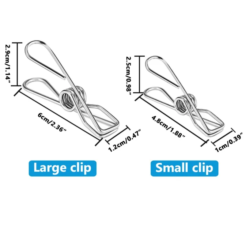 Pinces à linge en acier inoxydable, pinces à linge domestiques, épingles à tout lavage, épingles à suspendre, pince à fil métallique, outil de rangement domestique, 10 pièces, 20 pièces, 40 pièces