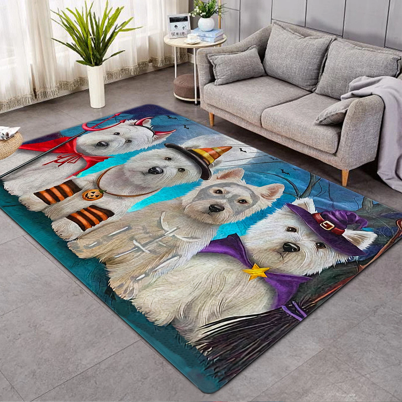 Halloween Carpet Funny Pets Pugs Bulldog 3D Print Doormat Rugs for Home Bath Living Room Sofa Non-Slip Area Rug Festival Gifts