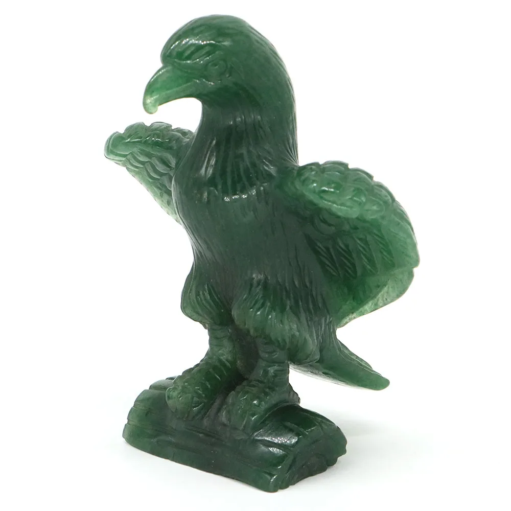 

3.9" Eagle Statue Natural Gemstone Green Jade Crystal Hand Carved Reiki Healing Stone Amethyst Figurine Crafts Home Decoration