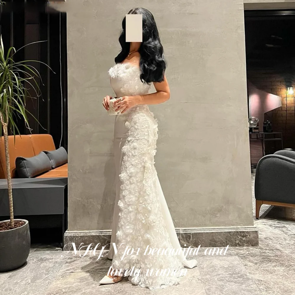 NFYN White Elegant Formal Gown Regular Satin Prom Dress Mermaid 3D-Flowers Pleats Evening Dresses robes de soirée Customized - Image 4