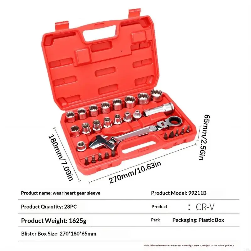  12 Point Teeth Socket Set Bidirectional Ratchet Pass Through Design Suitable For Quick Direction Change And High Torques
