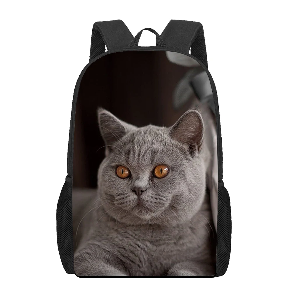 British shorthair cat Escola Sacos Para Meninas Meninos Imprimir Crianças Mochilas Mulheres Mochila Estudantes Book Bag Crianças Shoulder Bag