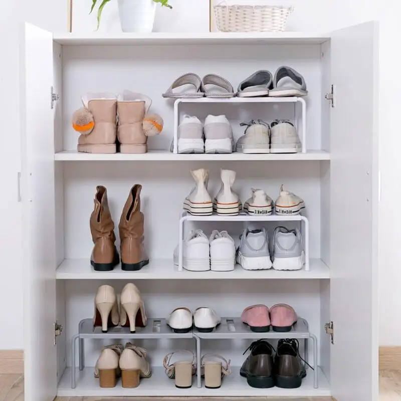 Layered Shoe Hanger Rack Kitchen Space Saving Shelving Household Room Dormitory Plastic Shoes Slippers Telescopic Storage Rack