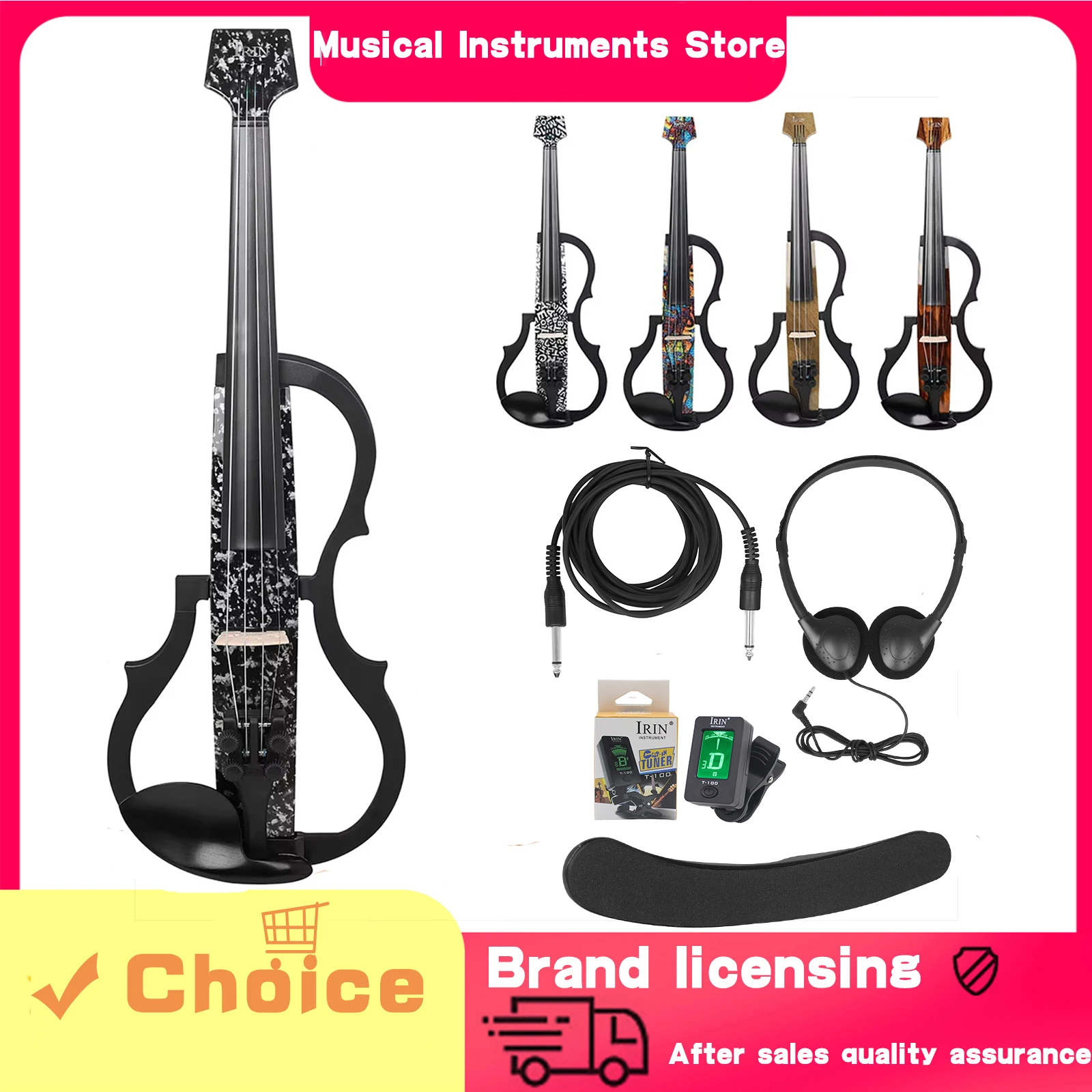 

Электронная скрипка IRIN 4/4 с интеллектуальным корпусом из углеродного волокна, бесшумная электроакустическая скрипка с наушниками, кабелем и наплечной опорой