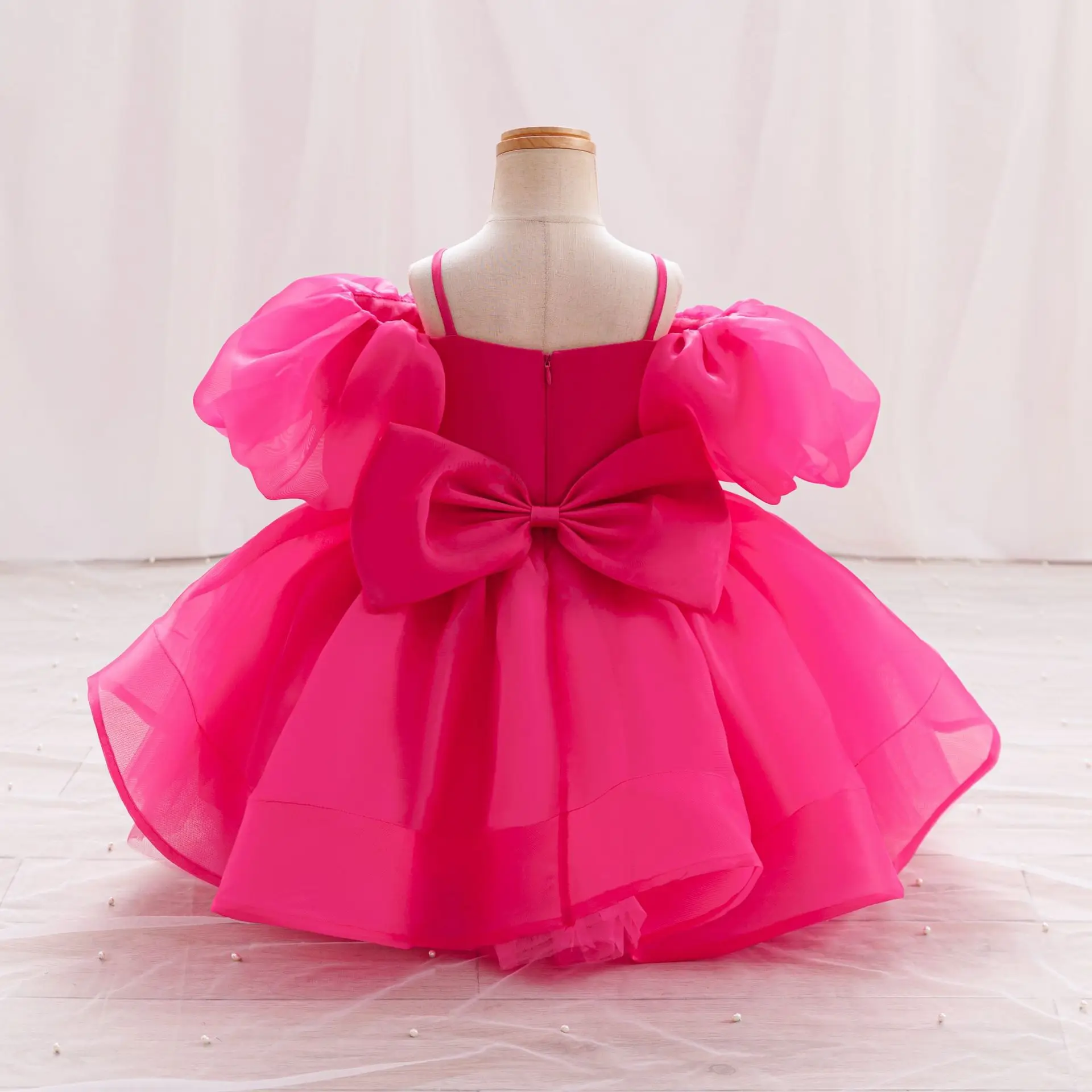 cute Baby Girls Sleeveless Off Shoulder princess Gown elegant Children's Birthday Party stage Performance  Fluffy Gown 2-6 Years