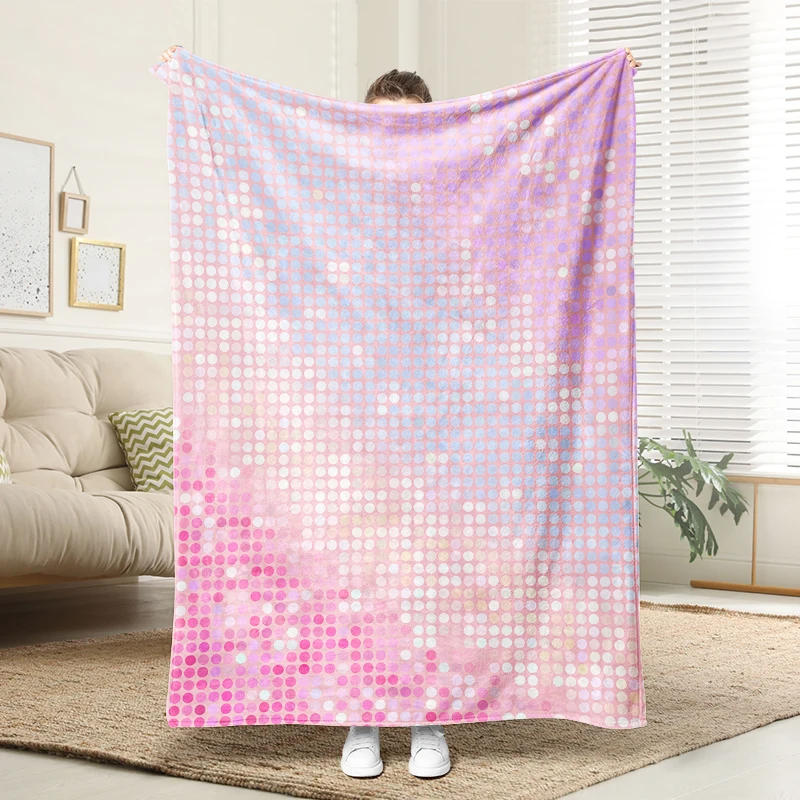 

Pink Blue Polka Dot Soft Flannel Blanket Warm Throw Sofa Bed Cartoon Blanket Kids Adults Gift Home Decor