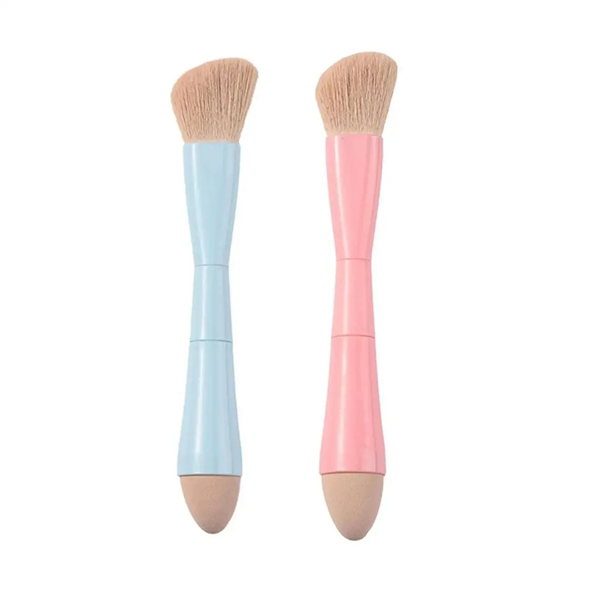 Double Ended Makeup Brush 4-In-1 Retractable Travel Cosmetic Brush Multifunctional Concealer Sponge Brush for Eyeshadow