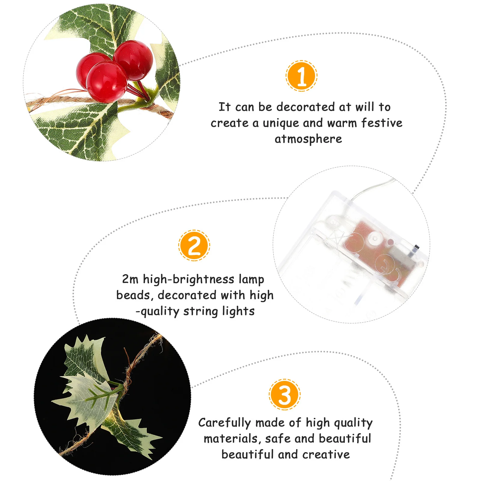 

Led Xmas Leaf Red Berry String Light For Christmas Decorations Warm Light Operated Holiday Party Decorative Lights