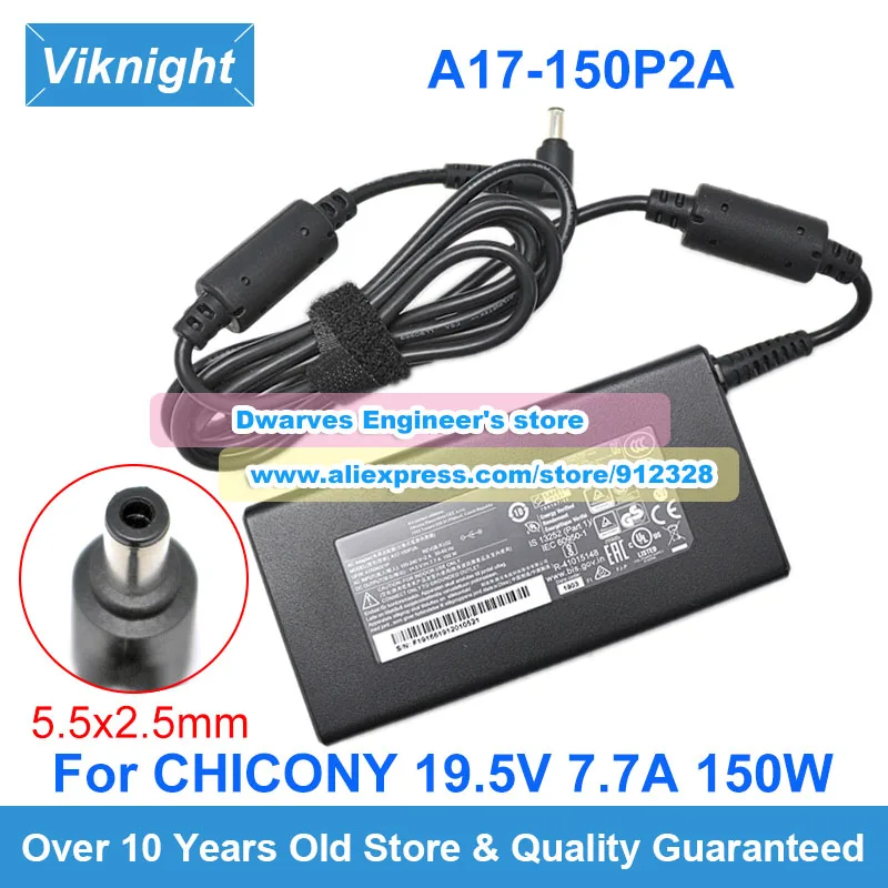 

Genuine A17-150P2A 19.5V 7.7A 150W CHICONY Adapter A14-150P1A A150A021P Charger CHICONY For MSI Gaming GL62M ERAZER CRAWLER E10