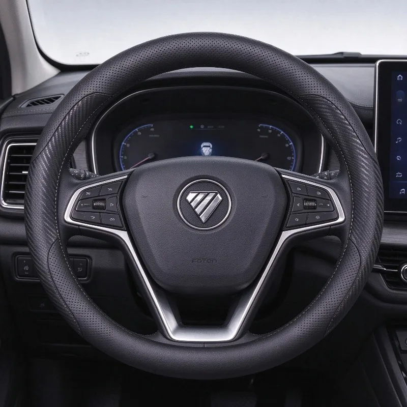 Ultra Thin Nappa Leather Steering Wheel Cover Fits Foton,37-38cm,O+D Shape,Anti-Slip Breathable Wear Resis Accessories