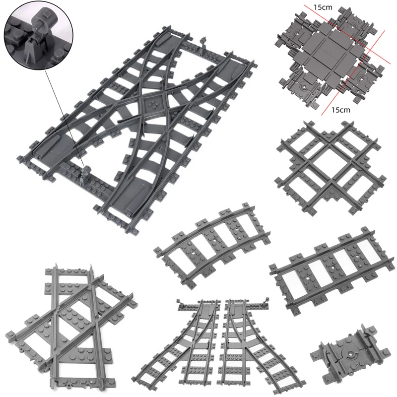 Compatible With LEGO Rail Car City Train MOC Building Blocks Railway Tracks Parts Cross Track Bidirectional Track Bricks Toys