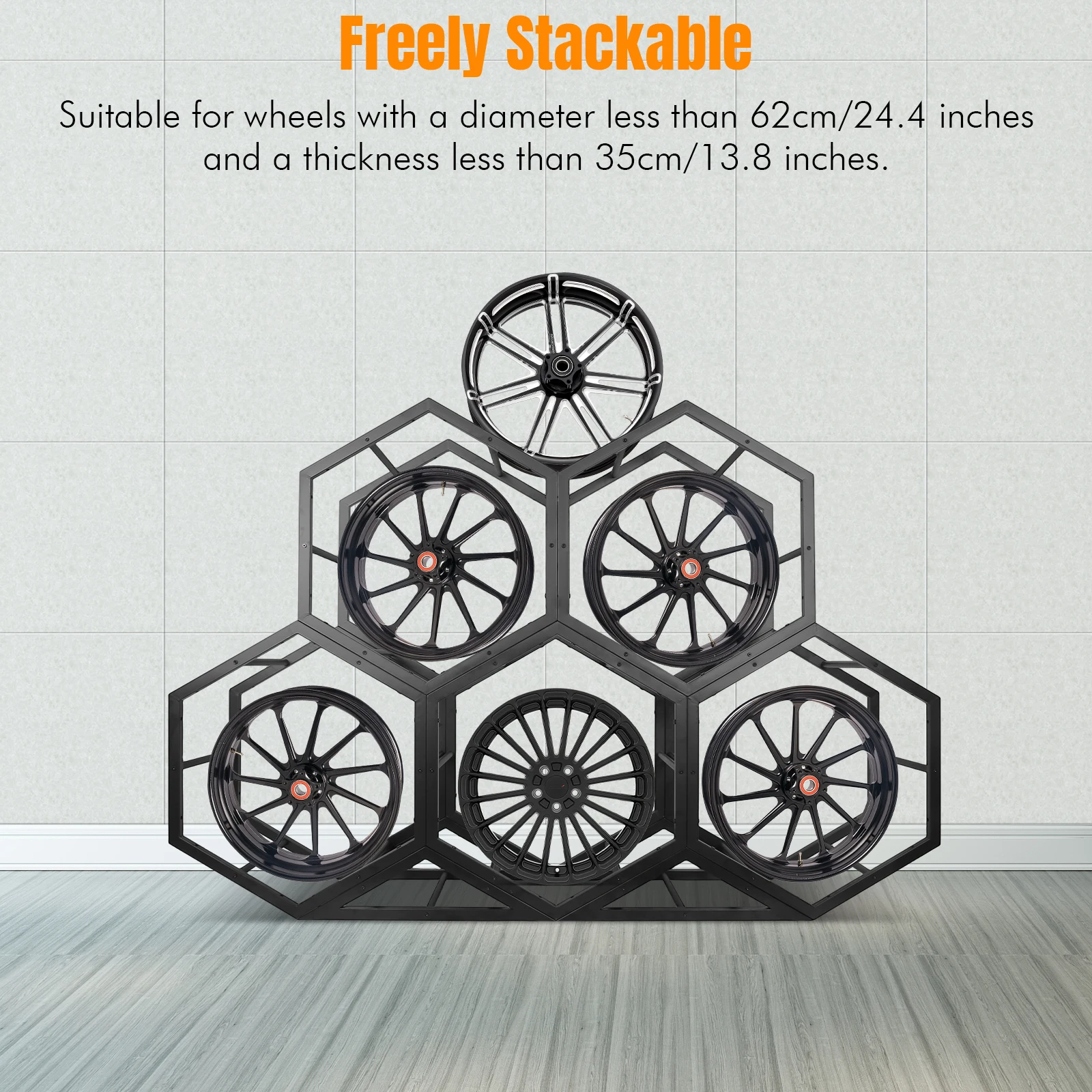 

Steel Spare Tyre Organizer Stackable Creative Tire Organizer Wear Resist for Car Tuning Shop/Garage Organizer