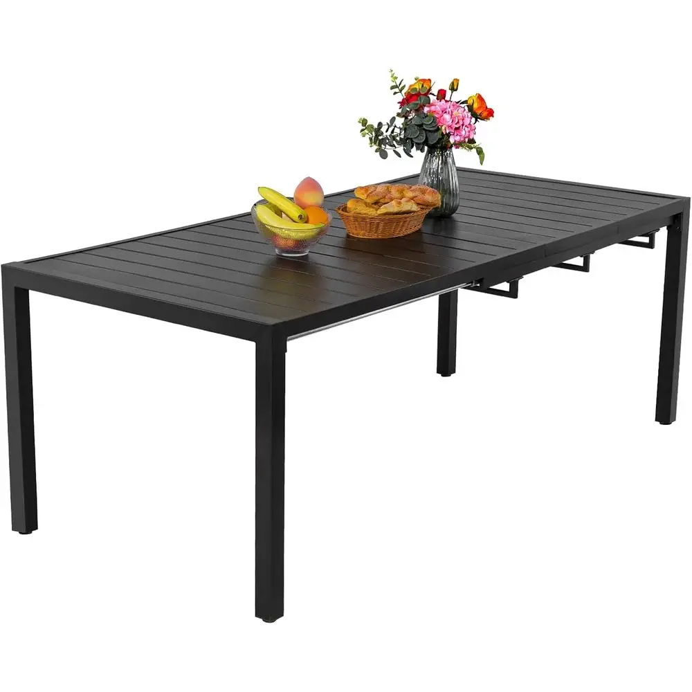 

78.8 Expandable Outdoor Dining Table for 8, 500LBS Capacity, Powder-Coated Black Metal, Suitable for Patio, Garden, Lawn