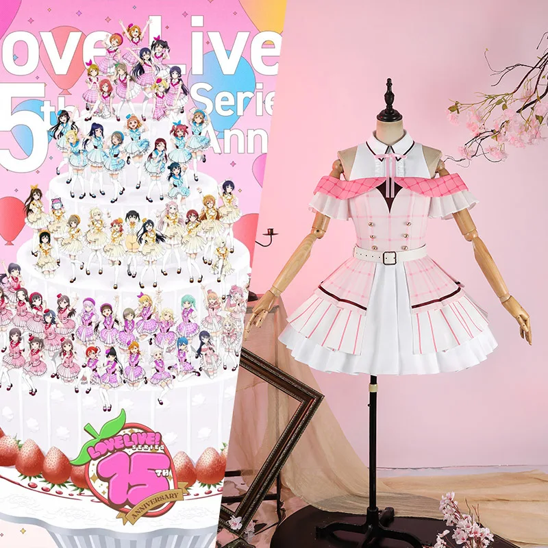 

Love Live! 15th Anniversary Liella! Cosplay Costume Girls' Group Pink Lolita Performance Outfit Cosplay Hat Dress for Comic Con