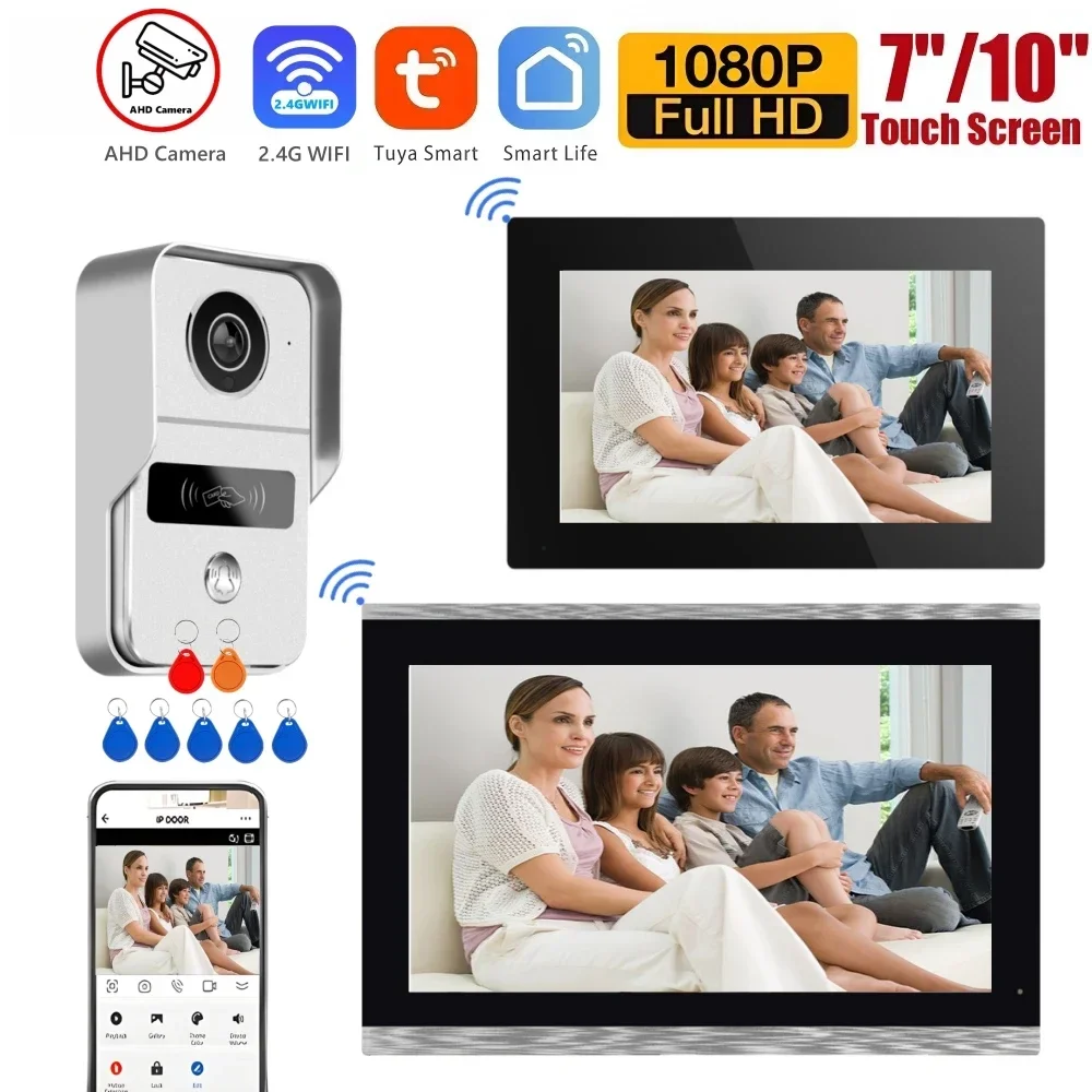 

10 Inch 1080P Tuya Smart Wireless Wifi Video Entry Intercom System With Wifi Doorbell Camera RFID Card Unlock Home Apartment