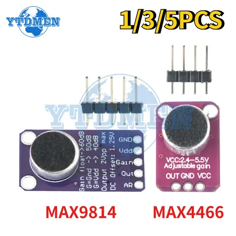 1/3/5pcs MAX9814 Microphone Module AGC Amplifier Board Sound Sensor Module MAX4466 Auto Gain Control for Arduino