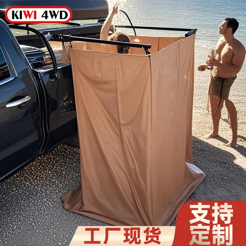 เต็นท์อาบน้ำพับได้กันน้ำสำหรับตั้งแคมป์กลางแจ้ง พร้อมเสาอลูมิเนียมอัลลอยด์ติดตั้งข้างรถ ใช้เป็นห้องเปลี่ยนเสื้อผ้าแบบพกพาสำหรับหนึ่งคน