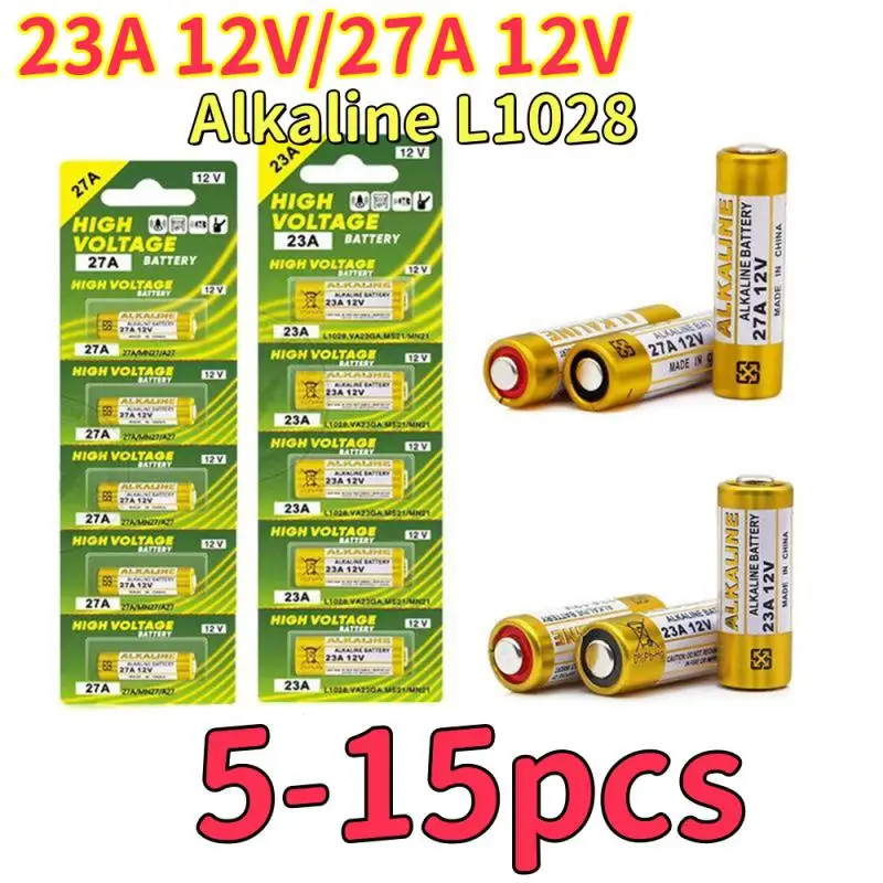 5-15ชิ้น23A แบตเตอรี่อัลคาไลน์27A A27 12V สำหรับกริ่งประตูรถยนต์รีโมท ControlMN27 MS27 GP27A A27 L828 V27GA A23 ALK27A