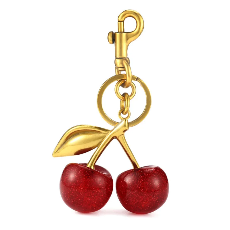 Red Cherry Charm Handbag Pendant Keychain Women\'s Exquisite Crystal Cherry Car Accessories High-Grade Bag Pendant Jewelry Gift