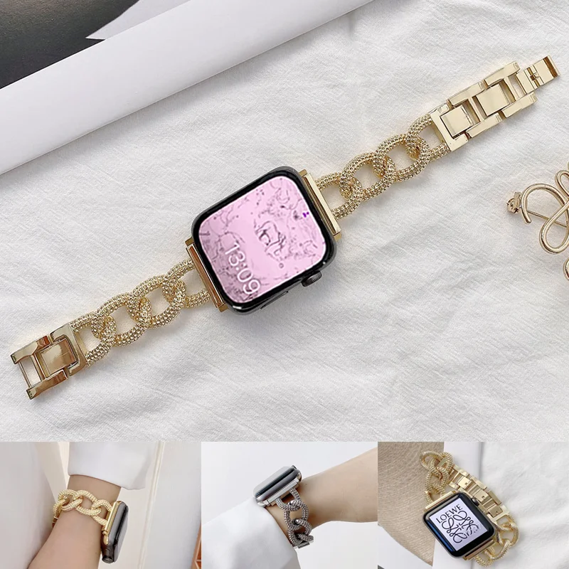 

Luxury Band For Apple Watch Straps Ultra 49mm 45mm 38mm correa 40/44mm 42mm 41mm women Bracelet for Iwatch Series 8 7 6 SE 5 4 3