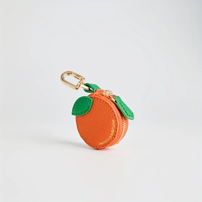 محفظة نقود معدنية ساحرة على شكل فاكهة برتقالية، حقيبة مفاتيح صغيرة لطيفة، محفظة هدية للفتيات والنساء لربيع وصيف 2025 جديد