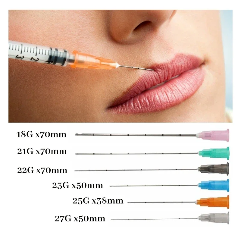 Disposable blunt pointed filling injection sleeve 14G 90MM 18/22/23/25/27/30G uric acid facial filling nasal micro blunt needle