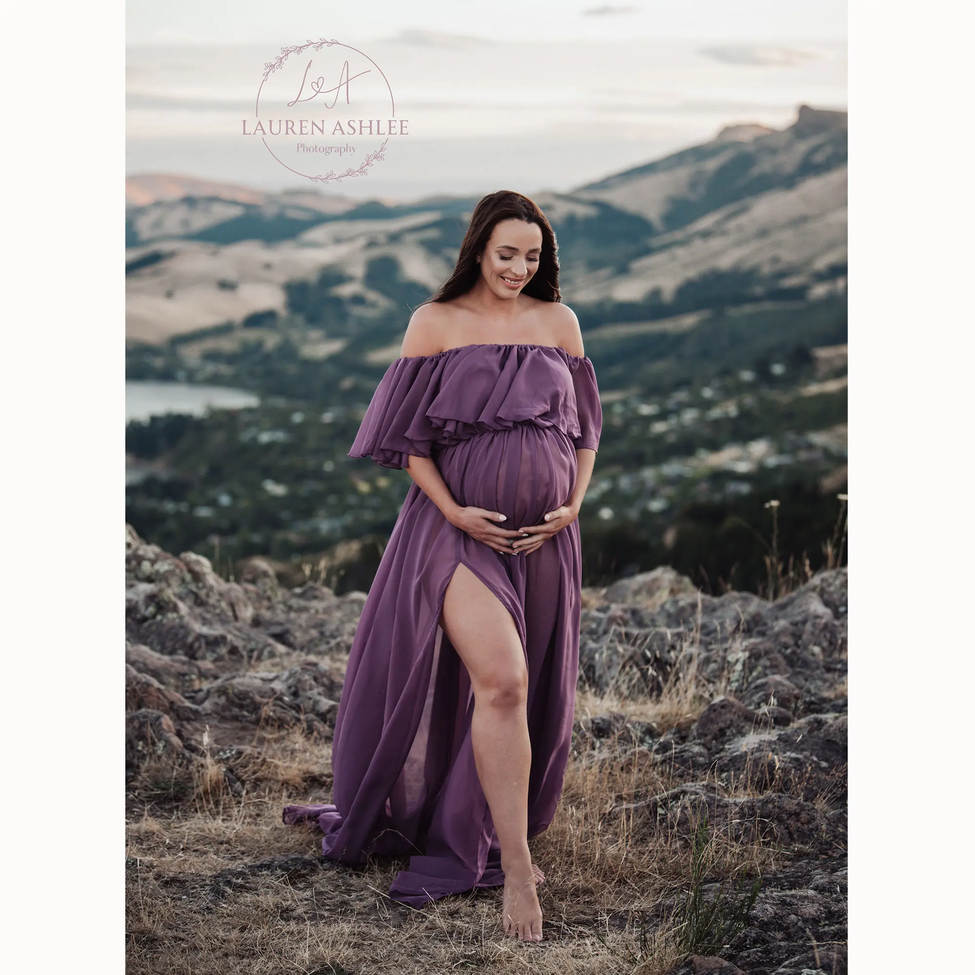 

Don&Judy Fluffy Maternity Photography Dress Women Gown Sexy See Through Off Shoulder Pregnancy Babyshower Photo Shoot Clothing