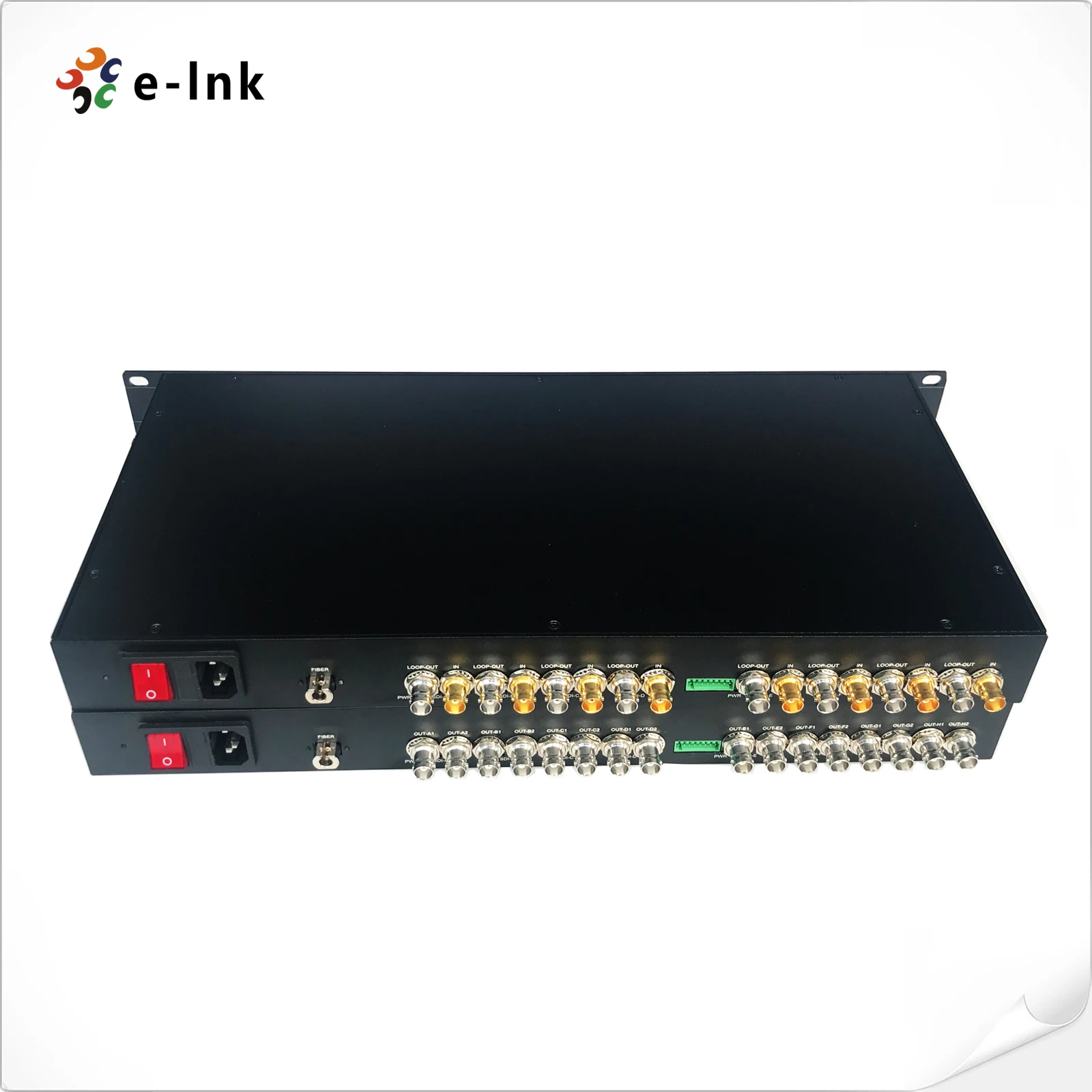 19 "1U 8Ch 3G-SDI Fiber Extender 1080P Sdi Video Fiber Converter Met Loop-Out, RS485 Reverse Data/Forward Audio Optioneel