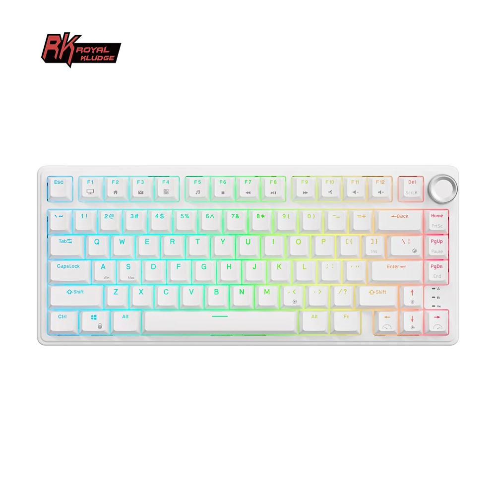 

RK Royal Kludge R75 English Mechanical Keyboard 81 Key Hot-Swappable Gasket Structure RGB Wired Gaming Keyboard with PBT keycaps