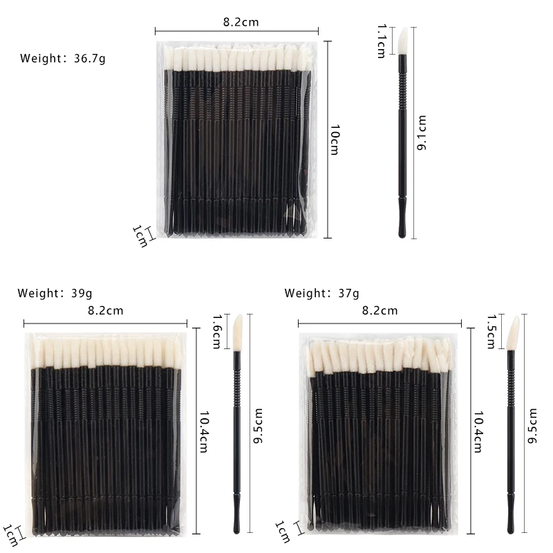 50 szt. Jednorazowe pędzelki do ust, pędzelki do makijażu, aplikatory do błyszczyków, szczoteczki do przedłużania rzęs, mikro-pędzelki kosmetyczne, narzędzie do pielęgnacji urody