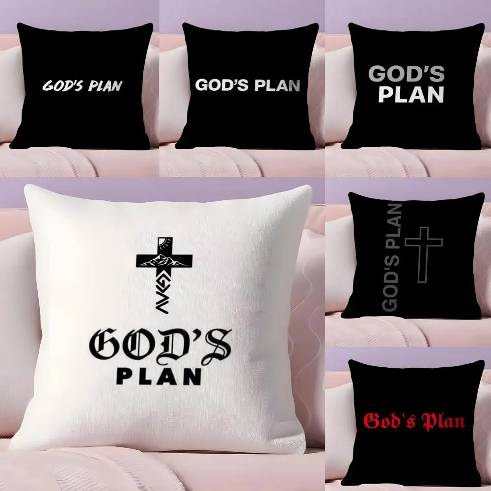 

Gods Plan Pillow Case Plush Fabric Soft Double-Sided Printed Sofa Home Decor Fine Winter Gift Cushion Cover