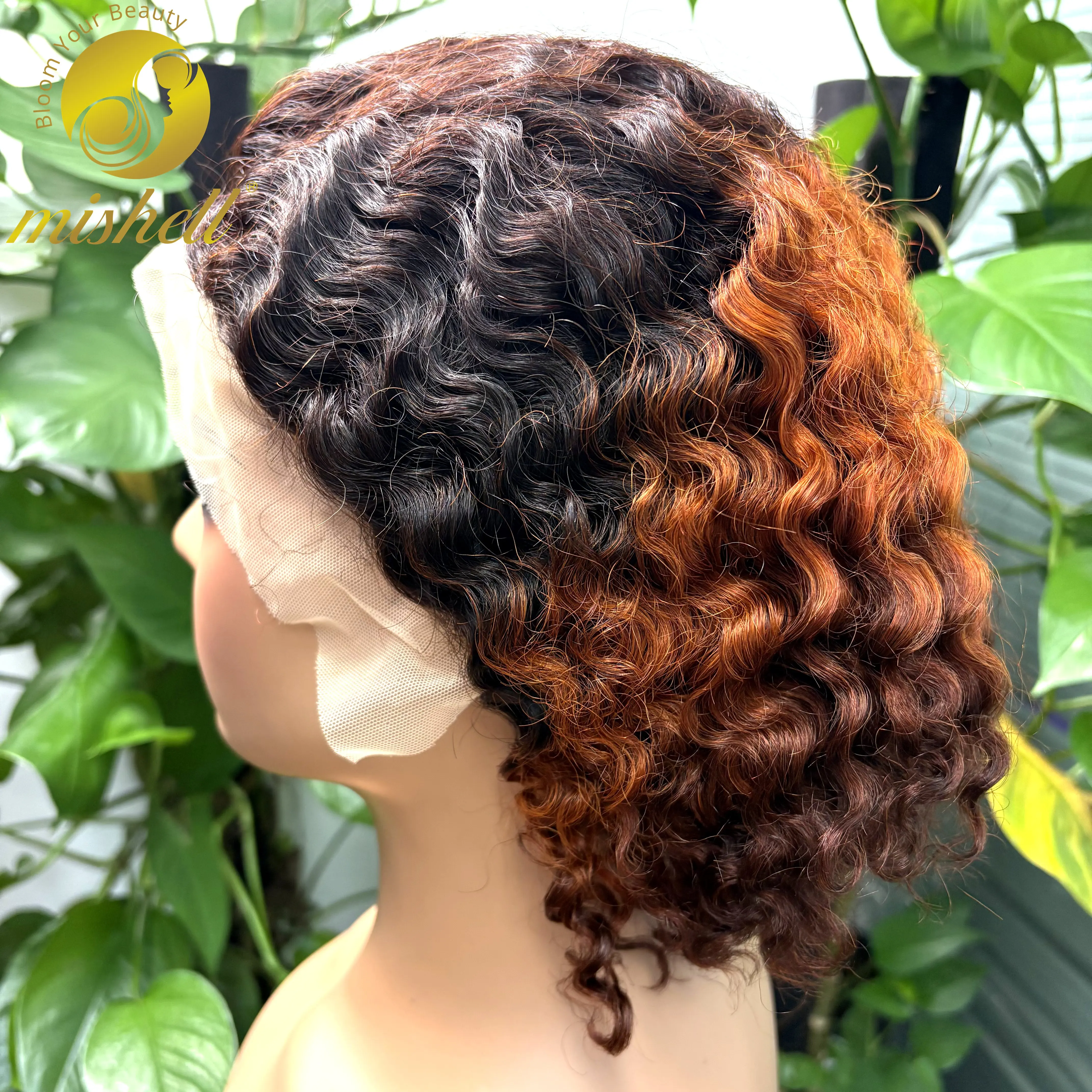 

13x4 Кружева спереди 4/350/4 Рыжий оранжевый Короткая волна воды Боб Парик Парики из человеческих волос 250% Плотность Глубокая волна Вьющийся парик для чернокожих женщин