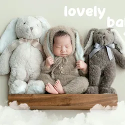2025 Newborn Bunny Romper for Baby Photography Props, Handmade Faux Fur Yarn Rabbit Photo Clothes