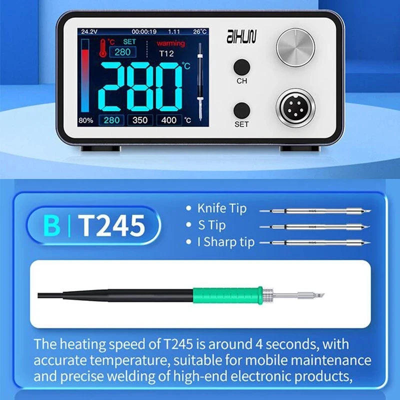 Aixun T3A T3B Smart Soldering Station Support T12 T245 936 Handle Soldering Electric Welding Iron Tips For SMD BGA Repair 200W