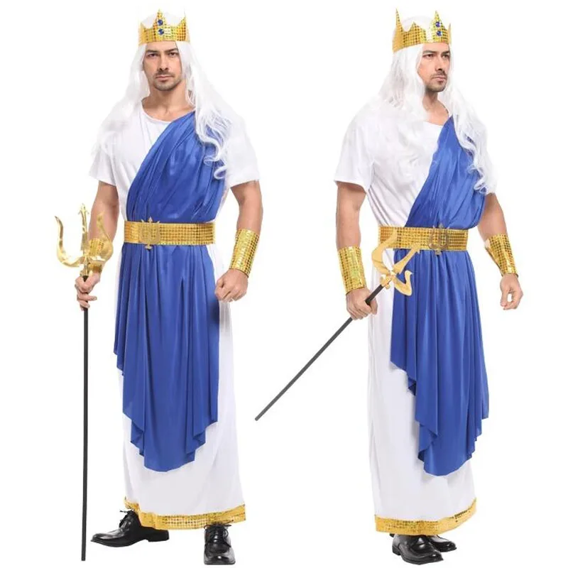 Mężczyźni mitologia rzymska bóg morskiego króla Neptuna Posejdon kostiumy Halloween Purim Party karnawał stroje Cosplay
