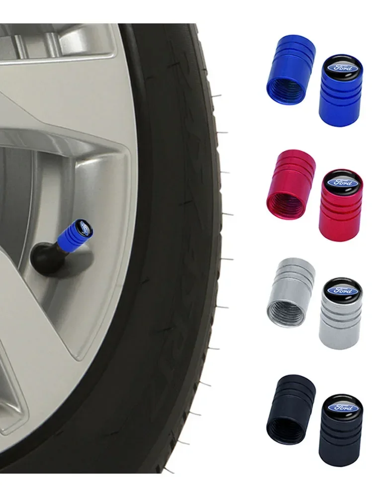 4PCS Round Car Tire Wheel Valve Cap Cover Auto Styling For Ford Mustang Raptor Fiesta Focus 2 3 4 Mondeo Ecosport Kuga Fusion